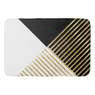 Zwart wit Geometrisch Gold Stripes Modern design Badmat
