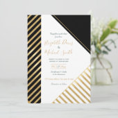 Zwart wit Geometrisch Gold Stripes Modern design Kaart (Staand voorkant)