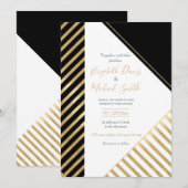 Zwart wit Geometrisch Gold Stripes Modern design Kaart (Voorkant / Achterkant)