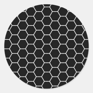 Zwart-wit geometrisch hexagon patroon ronde sticker