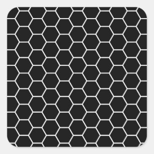 Zwart-wit geometrisch hexagon patroon vierkante sticker