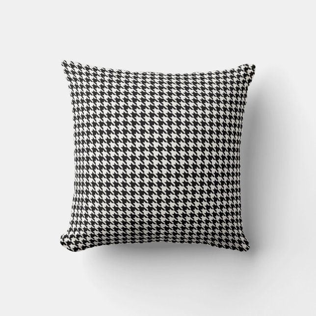 Zwart-wit geometrisch Houndstooth-patroon Kussen (Voorkant)