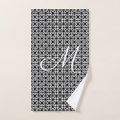 Zwart-wit Geometrisch Initiaal Monogram Bad Handdoek (Handdoek)