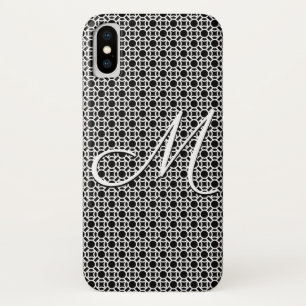 Zwart-wit Geometrisch Initiaal Monogram iPhone X Hoesje