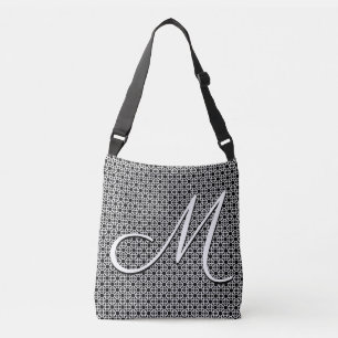 Zwart-wit Geometrisch Initiaal Monogram Crossbody Tas