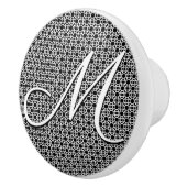Zwart-wit Geometrisch Initiaal Monogram Keramische Knop (Rechts)