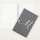 Zwart-wit Geometrisch Initiaal Monogram Planner (Display)