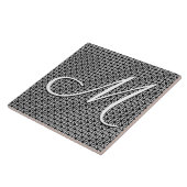 Zwart-wit Geometrisch Initiaal Monogram Tegeltje (Zijkant)