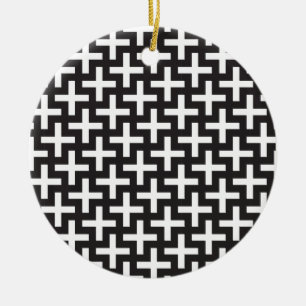 Zwart-wit geometrisch keramisch ornament