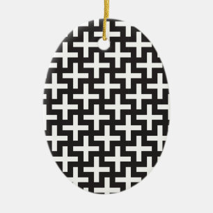 Zwart-wit geometrisch keramisch ornament