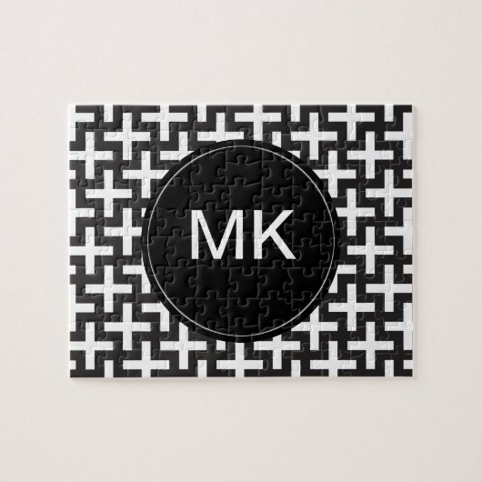 Zwart-wit geometrisch legpuzzel (Horizontaal)