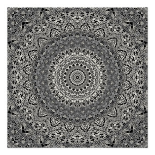 Zwart-wit geometrisch mandala patroon perfect poster