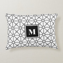 Zwart-wit geometrisch monogram Accent Pillow Accent Kussen