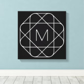 Zwart-wit geometrisch monogram canvas afdruk (Insitu (Houten vloer))