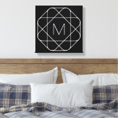 Zwart-wit geometrisch monogram canvas afdruk (Insitu (Slaapkamer))