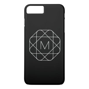 Zwart-wit geometrisch monogram iPhone 8 plus / 7 plus hoesje