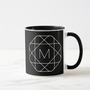 Zwart-wit geometrisch monogram mok