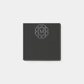 Zwart-wit geometrisch monogram post-it® notes (Voorkant)