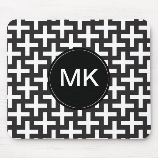 Zwart-wit geometrisch muismat (Voorkant)