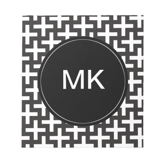 Zwart-wit geometrisch notitieblok (Voorkant)