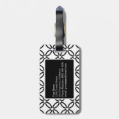 Zwart wit geometrisch patroon Aangepast monogram Bagagelabel (Achterkant verticaal)