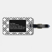 Zwart wit geometrisch patroon Aangepast monogram Bagagelabel (Achterkant horizontaal)