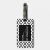 Zwart Wit Geometrisch Patroon Aangepaste Monogram Bagagelabel (Achterkant verticaal)