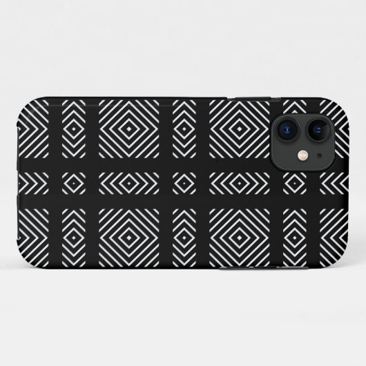 Zwart-wit geometrisch patroon Ama Case-Mate iPhone Case (Achterkant (horizontaal))