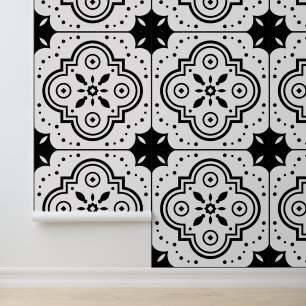 Zwart-wit geometrisch patroon behang