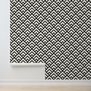 Zwart-wit geometrisch patroon behang