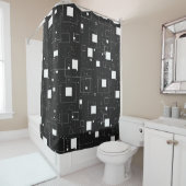 Zwart-wit geometrisch patroon douchegordijn (In situ)
