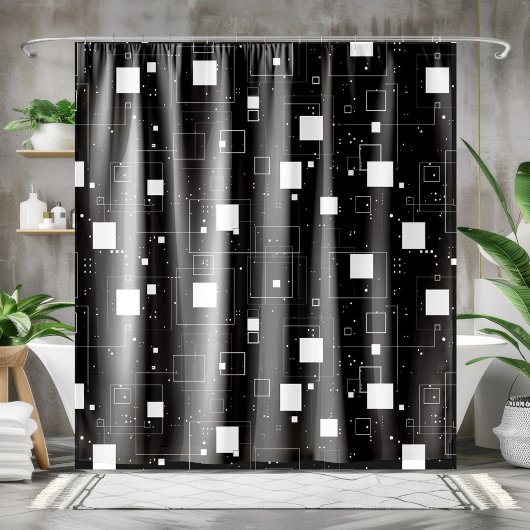 Zwart-wit geometrisch patroon douchegordijn