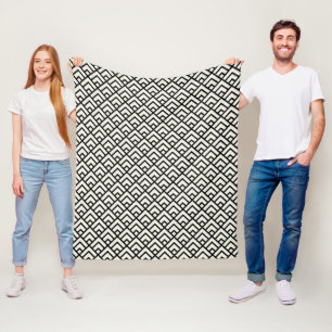 Zwart-wit geometrisch patroon fleece deken