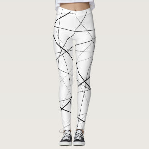 Zwart-wit geometrisch patroon leggings