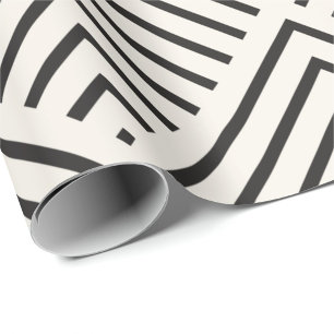Zwart-wit geometrisch patroon met overlappende ele cadeaupapier