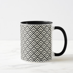 Zwart-wit geometrisch patroon mok
