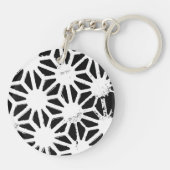 Zwart-wit geometrisch patroon sleutelhanger (Achterkant)