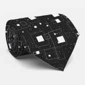 Zwart-wit geometrisch patroon stropdas (Opgerold)