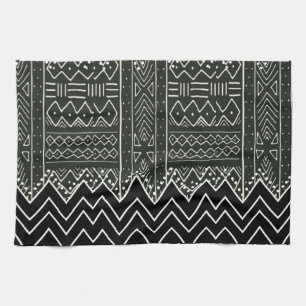 Zwart-wit geometrisch patroon theedoek
