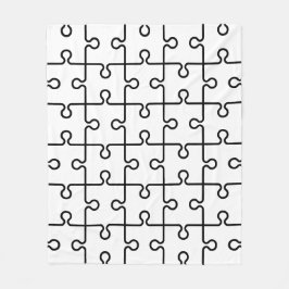 Zwart wit geometrisch puzzelstuk retro patroon fleece deken