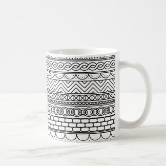 Zwart-wit geometrisch randvoorbeeldpatroon koffiemok