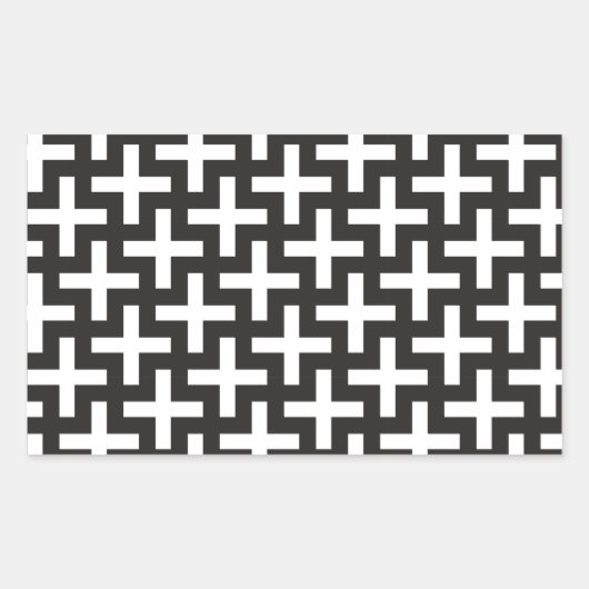 Zwart-wit geometrisch rechthoekige sticker (Voorkant)
