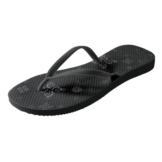 Zwart-wit geometrisch teenslippers (Schuin)