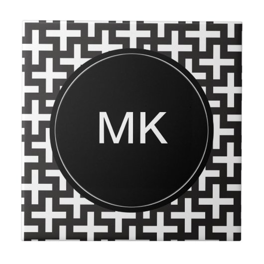 Zwart-wit geometrisch tegeltje (Voorkant)