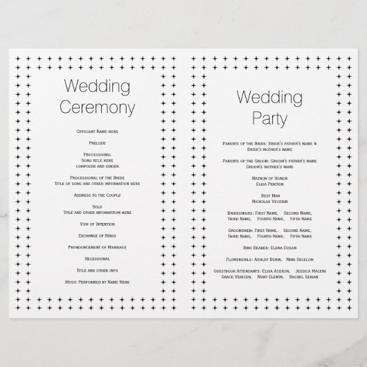Zwart, wit geometrisch trouwvouwprogramma (Achterkant)