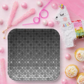 Zwart-wit geometrisch verloop papieren bordje (Feest)