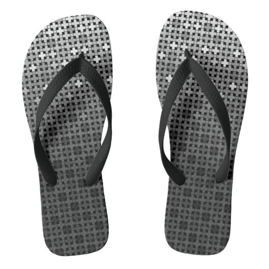 Zwart-wit geometrisch verloop teenslippers (Voetbed)