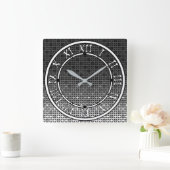 Zwart-wit geometrisch verloop vierkante klok (Huis)