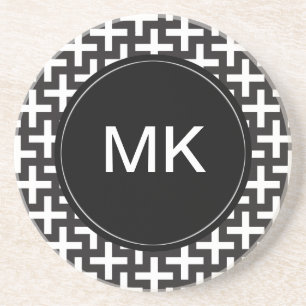 Zwart-wit geometrisch zandsteen onderzetter