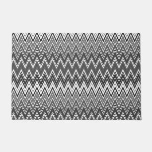 Zwart-wit geometrisch zigzagpatroon deurmat